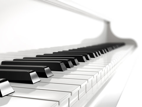 piano keys on white piano.