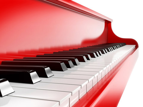 piano keys on red piano