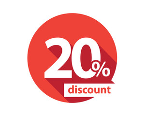 20 percent discount  red circle - obrazy, fototapety, plakaty