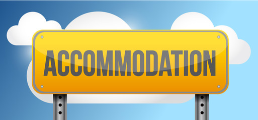 accommodation yellow street road sign