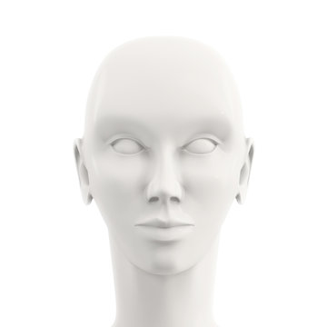 front view of white female mannequin head