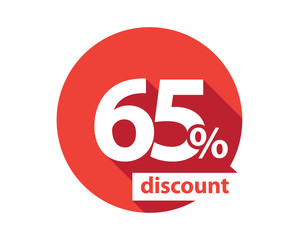 65 percent discount red circle