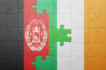 puzzle with the national flag of ireland and afghanistan