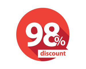 98 percent discount red circle