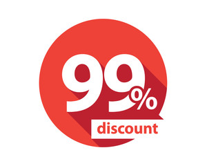 99 percent discount red circle