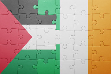 puzzle with the national flag of ireland and palestine