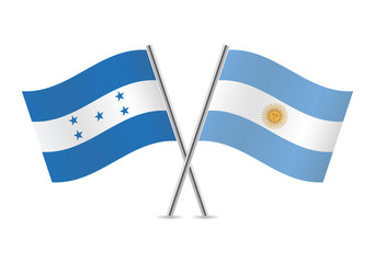 Honduras and Argentina flags. Vector illustration.