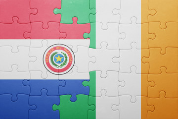 puzzle with the national flag of ireland and paraguay