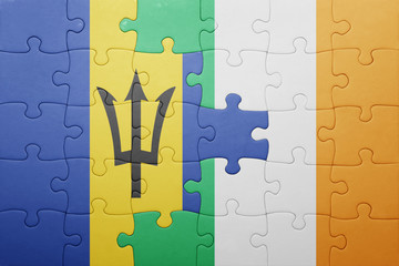 puzzle with the national flag of ireland and barbados