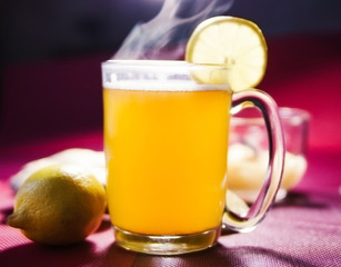 honey tea with a lemon and ginger