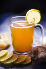 honey tea with a lemon and ginger