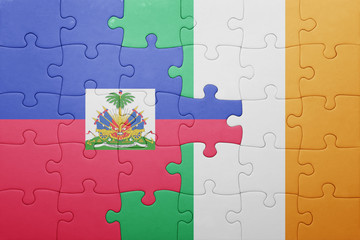 puzzle with the national flag of ireland and haiti