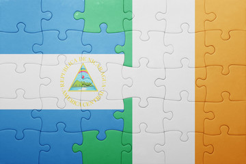 puzzle with the national flag of ireland and nicaragua