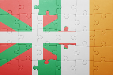 puzzle with the national flag of ireland and basque country