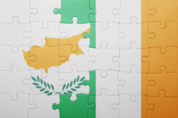 puzzle with the national flag of ireland and cyprus