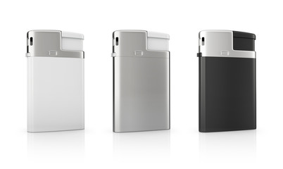 white, steel and black  blank cigarette lighters