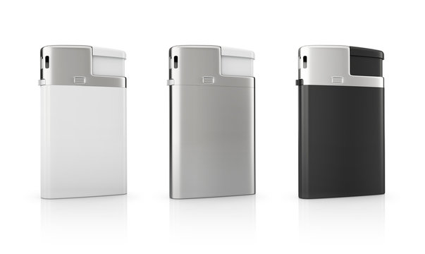 white, steel and black  blank cigarette lighters
