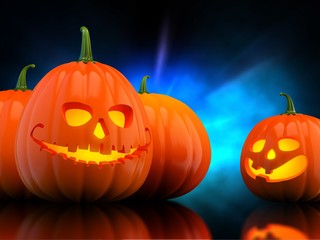 halloween card with scary pumpkins