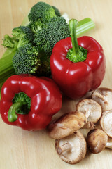 Vegetables on kitchen table