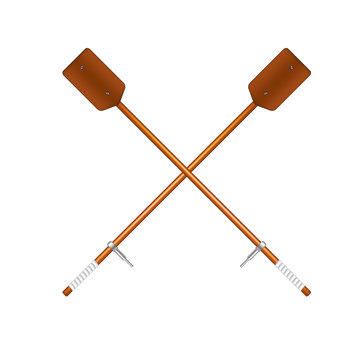 Two crossed old oars in brown design 