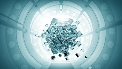 Obraz premium Cube in virtual room