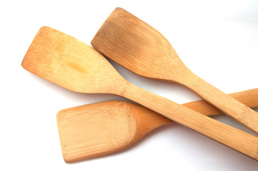 Wooden ladle isolated on white background