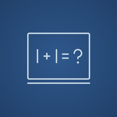 Maths example written on blackboard line icon.