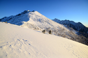 
雪の西穂高岳 