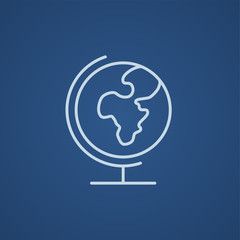World globe on stand line icon.