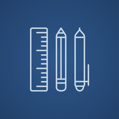 School supplies line icon.