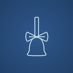 School bell with ribbon line icon.