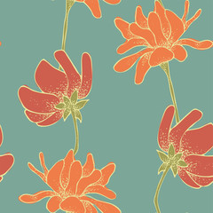 Floral Pattern With hand-drawn flowers © zeffir
