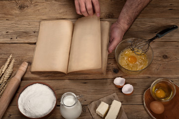 Products for the preparation of dough or for baking