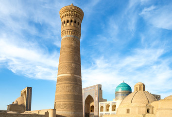Fototapeta premium Uzbekistan, Bukhara, the Kalon minaret and the Mir-i-Arab madrassah in the background