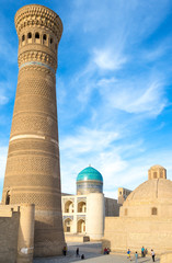 Fototapeta premium Uzbekistan, Bukhara, the Kalon minaret and the Mir-i-Arab madrassah in the background