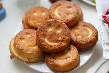 homemade cakes in the form of a smile