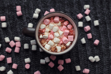 marshmallow in a mug with cocoa