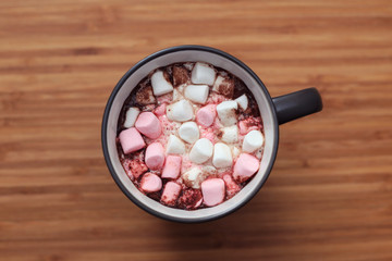 marshmallow in a mug with cocoa