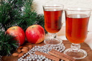 Glasses with Christmas mulled wine