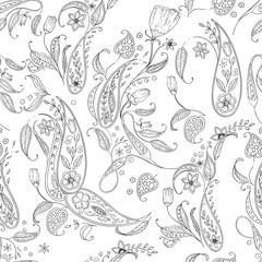 Paisley seamless pattern. Coloring page