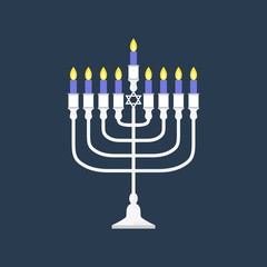 Vector hanukkah menorah, flat design