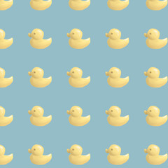 Yellow duck isolated illustration - seamless background on light