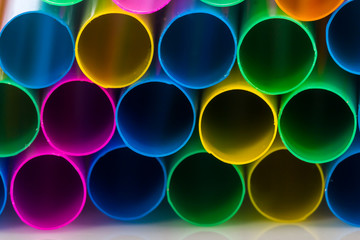 Closeup Colorful drinking straws