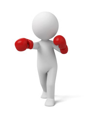 3d people with red boxing gloves. 3d image. Isolated white background