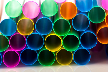 Closeup Colorful drinking straws