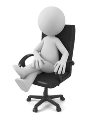 3d people sitting in chair thinking. 3d image. Isolated white background