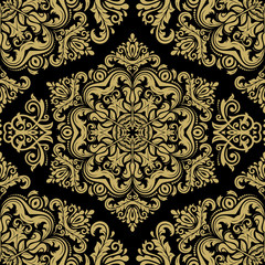 Damask Seamless Vector Golden Pattern