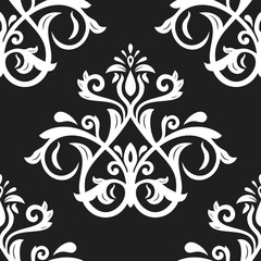 Seamless Oriental Vector Black and White Background