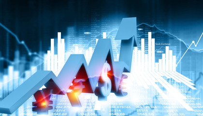 Economical stock market graph with global currencies