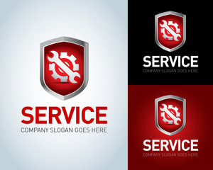 Service logo template, service icon. Service crest, shield logo. Service application icon. Isolated Vector illustration.